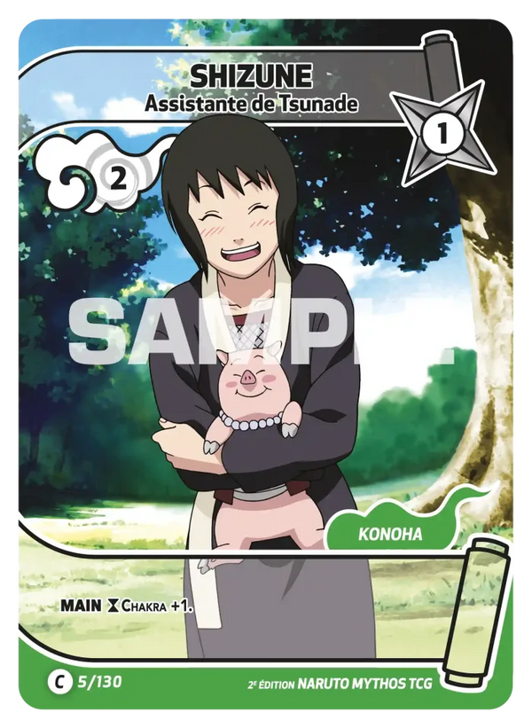 005/130 - Shizune - Assistante de Tsunade — Carte Naruto Mythos Konoha Shidō - Set 1 Éd.2 005/130