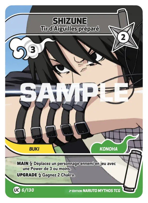006/130 - Shizune - Tir d'Aiguilles préparé — Carte Naruto Mythos Konoha Shidō - Set 1 Éd.2 006/130