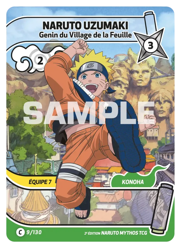 009/130 - Naruto Uzumaki - Genin du Village de la Feuille — Carte Naruto Mythos Konoha Shidō - Set 1 Éd.2 009/130