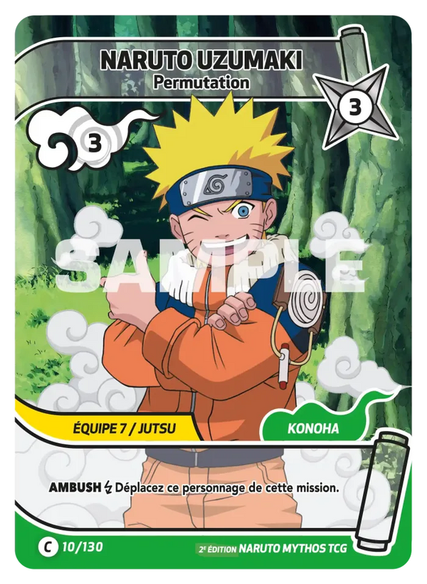 010/130 - Naruto Uzumaki - Permutation — Carte Naruto Mythos Konoha Shidō - Set 1 Éd.2 010/130