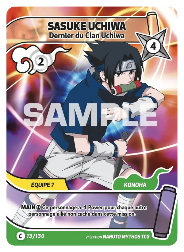 013/130 - Sasuke Uchiwa - Dernier du Clan Uchiwa — Carte Naruto Mythos Konoha Shidō - Set 1 Éd.2 013/130