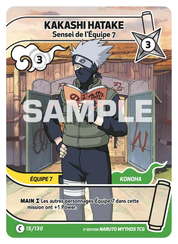 015/130 - Kakashi Hatake - Sensei de l'Équipe 7 — Carte Naruto Mythos Konoha Shidō - Set 1 Éd.2 015/130