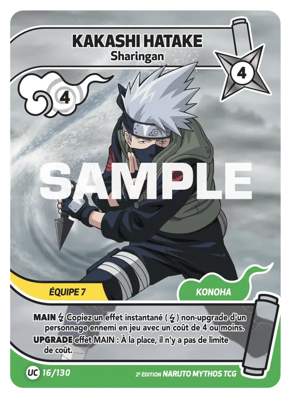 016/130 - Kakashi Hatake - Sharingan — Carte Naruto Mythos Konoha Shidō - Set 1 Éd.2 016/130