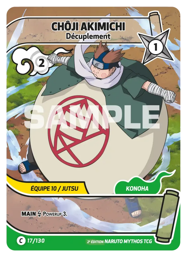 017/130 - Chôji Akimichi - Décuplement — Carte Naruto Mythos Konoha Shidō - Set 1 Éd.2 017/130