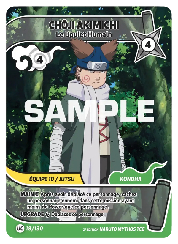 018/130 - Chôji Akimichi - Le Boulet Humain — Carte Naruto Mythos Konoha Shidō - Set 1 Éd.2 018/130