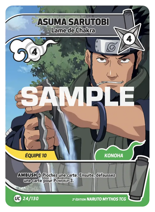 024/130 - Asuma Sarutobi - Lame de Chakra — Carte Naruto Mythos Konoha Shidō - Set 1 Éd.2 024/130