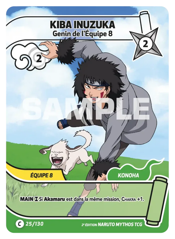 025/130 - Kiba Inuzuka - Genin de l'Équipe 8 — Carte Naruto Mythos Konoha Shidō - Set 1 Éd.2 025/130