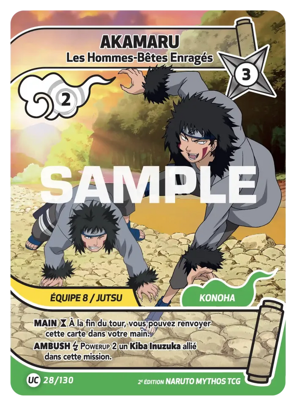 028/130 - Akamaru - Les Hommes-Bêtes Enragés — Carte Naruto Mythos Konoha Shidō - Set 1 Éd.2 028/130