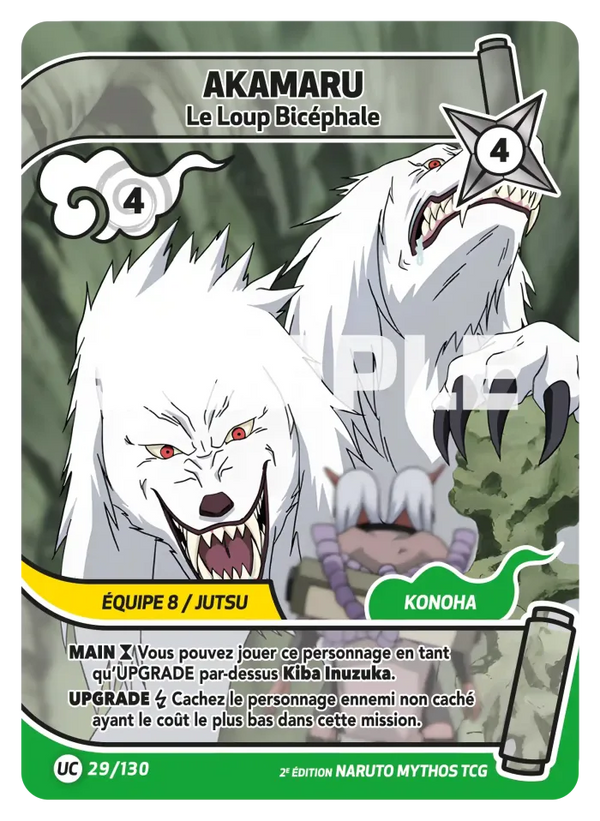 029/130 - Akamaru - Le Loup Bicéphale — Carte Naruto Mythos Konoha Shidō - Set 1 Éd.2 029/130