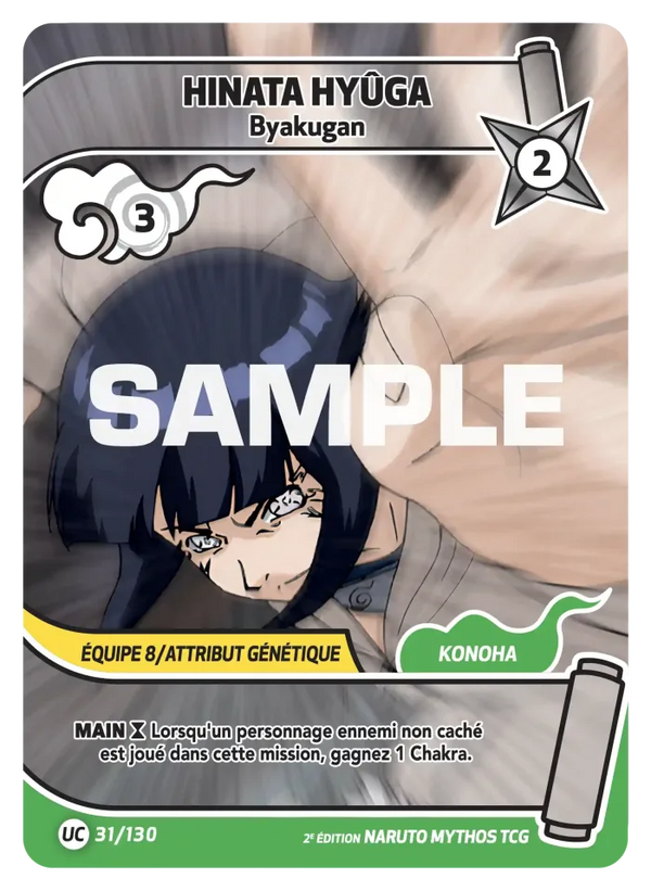 031/130 - Hinata Hyûga - Byakugan — Carte Naruto Mythos Konoha Shidō - Set 1 Éd.2 031/130