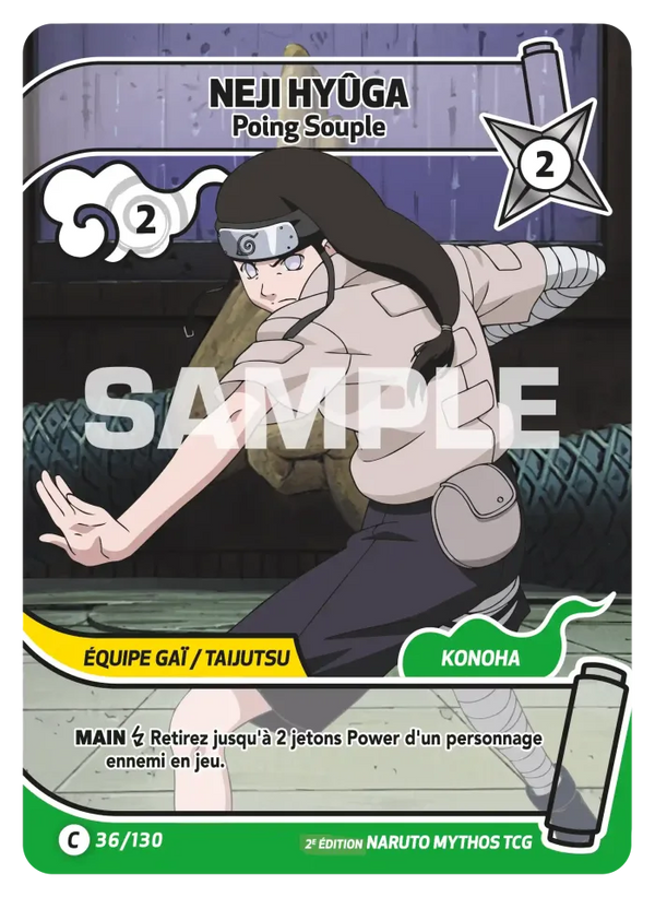 036/130 - Neji Hyûga - Poing Souple — Carte Naruto Mythos Konoha Shidō - Set 1 Éd.2 036/130