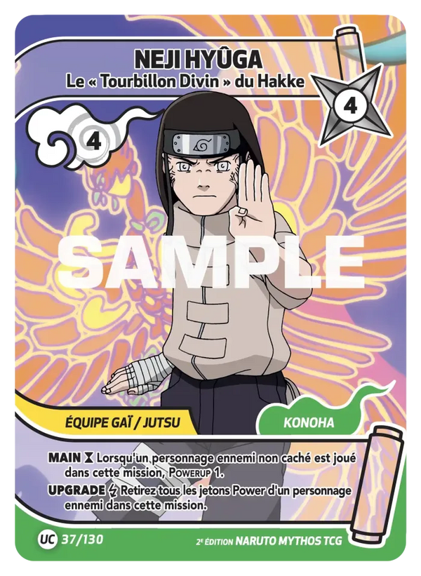 037/130 - Neji Hyûga - Le « Tourbillon Divin » du Hakke — Carte Naruto Mythos Konoha Shidō - Set 1 Éd.2 037/130