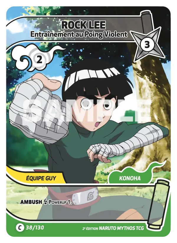 038/130 - Rock Lee - Entraînement au Poing Violent — Carte Naruto Mythos Konoha Shidō - Set 1 Éd.2 038/130