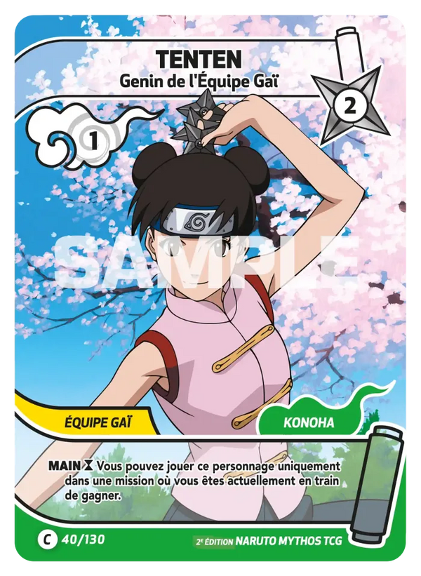 040/130 - Tenten - Genin de l'Équipe Gaï — Carte Naruto Mythos Konoha Shidō - Set 1 Éd.2 040/130