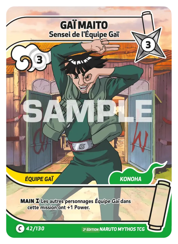 042/130 - Gaï Maito - Sensei de l'Équipe Gaï — Carte Naruto Mythos Konoha Shidō - Set 1 Éd.2 042/130