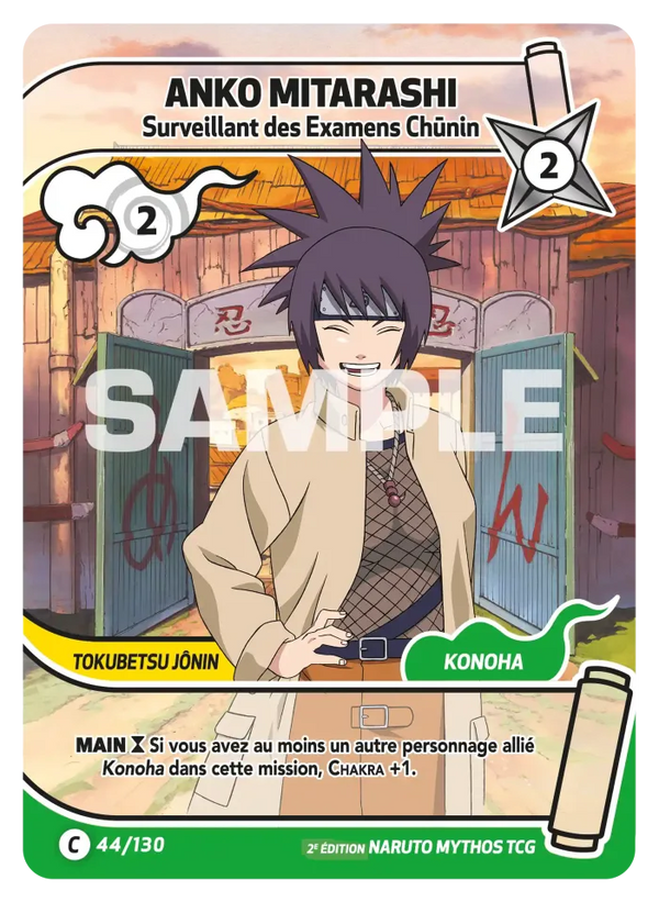 044/130 - Anko Mitarashi - Surveillant des Examens Chūnin — Carte Naruto Mythos Konoha Shidō - Set 1 Éd.2 044/130