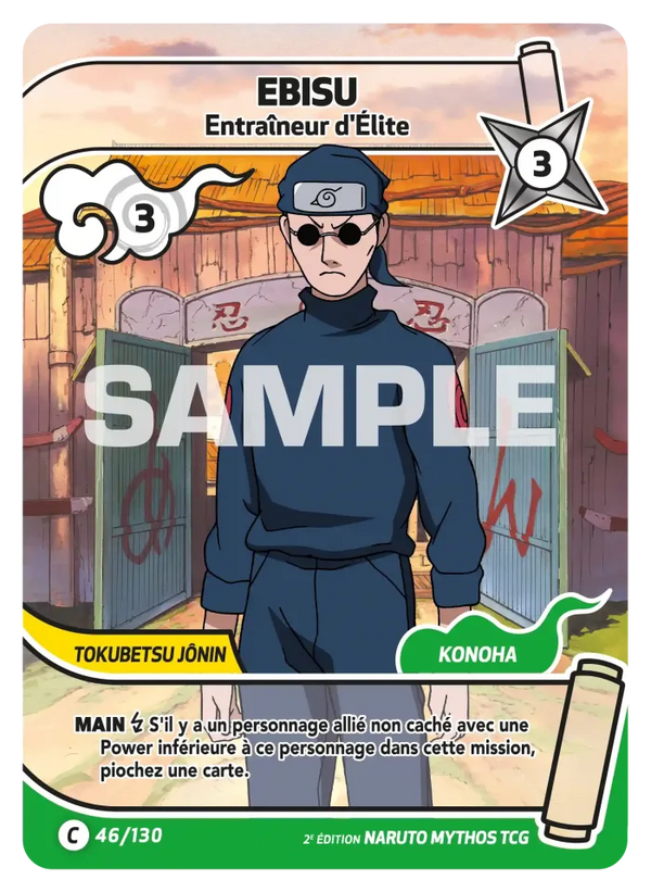 046/130 - Ebisu - Entraîneur d'Élite — Carte Naruto Mythos Konoha Shidō - Set 1 Éd.2 046/130
