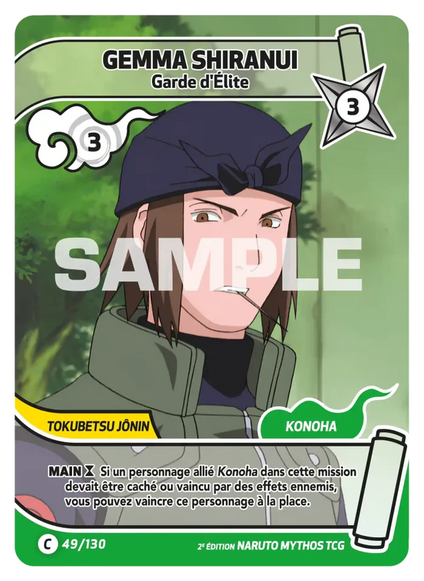 049/130 - Gemma Shiranui - Garde d'Élite — Carte Naruto Mythos Konoha Shidō - Set 1 Éd.2 049/130