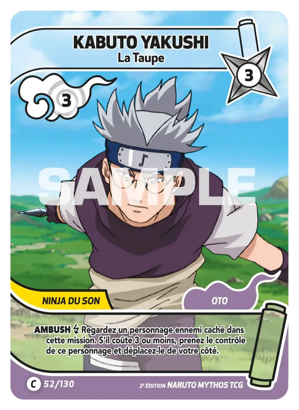 052/130 - Kabuto Yakushi - La Taupe — Carte Naruto Mythos Konoha Shidō - Set 1 Éd.2 052/130