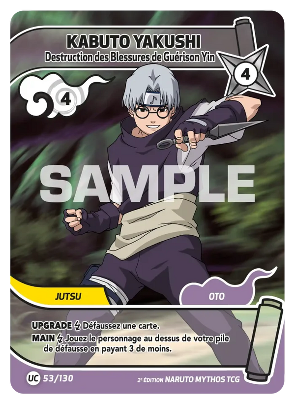 053/130 - Kabuto Yakushi - Destruction des Blessures de Guérison Yin — Carte Naruto Mythos Konoha Shidō - Set 1 Éd.2 053/130