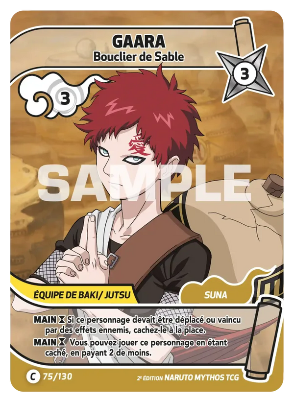 075/130 - Gaara - Bouclier de Sable — Carte Naruto Mythos Konoha Shidō - Set 1 Éd.2 075/130
