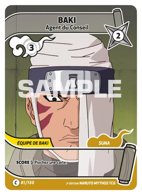081/130 - Baki - Agent du Conseil — Carte Naruto Mythos Konoha Shidō - Set 1 Éd.2 081/130