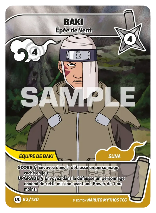 082/130 - Baki - Épée de Vent — Carte Naruto Mythos Konoha Shidō - Set 1 Éd.2 082/130