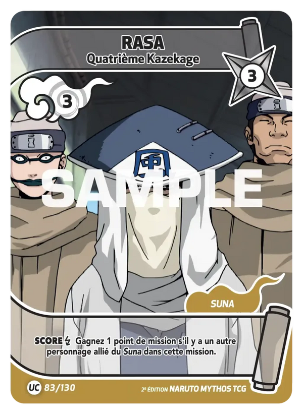 083/130 - Rasa - Quatrième Kazekage — Carte Naruto Mythos Konoha Shidō - Set 1 Éd.2 083/130