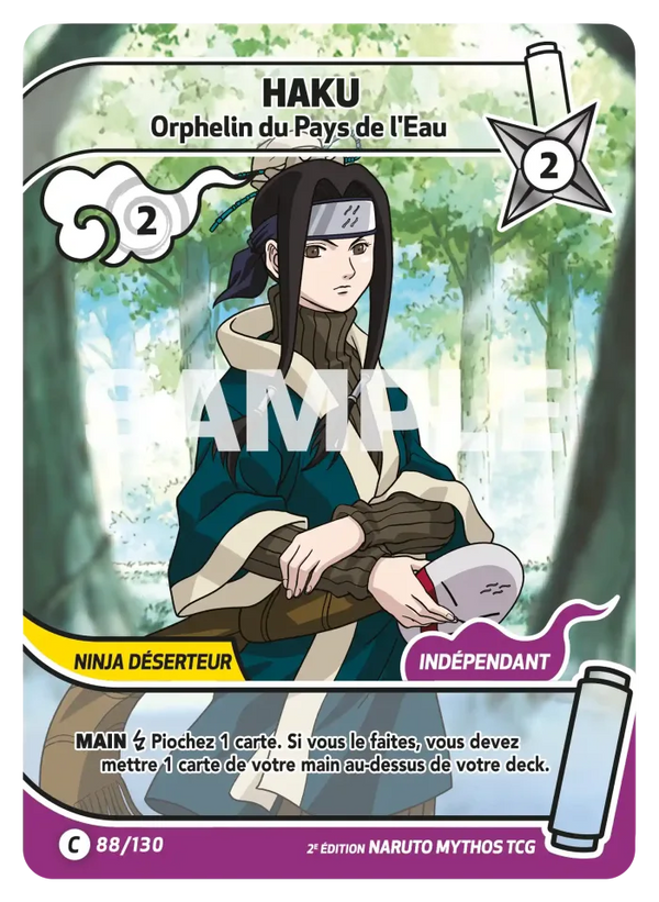 088/130 - Haku - Orphelin du Pays de l'Eau — Carte Naruto Mythos Konoha Shidō - Set 1 Éd.2 088/130