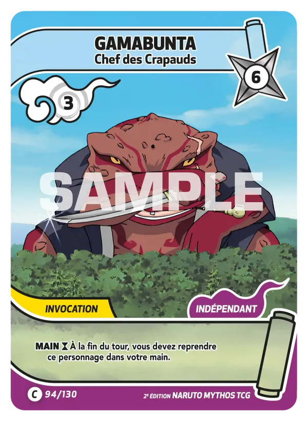 094/130 - Gama Bunta - Chef des Crapauds — Carte Naruto Mythos Konoha Shidō - Set 1 Éd.2 094/130