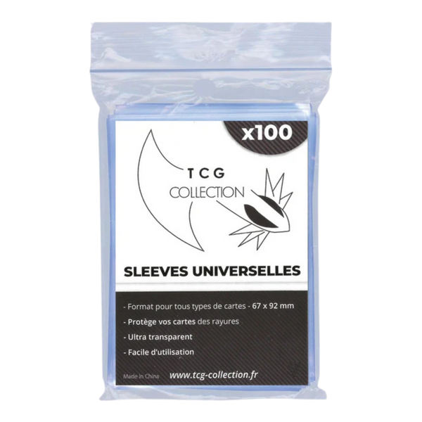 Paquet de 100 sleeves universelles TCG-Collection pour cartes Pokémon, Lorcana, One Piece et Naruto — format 67 × 92 mm