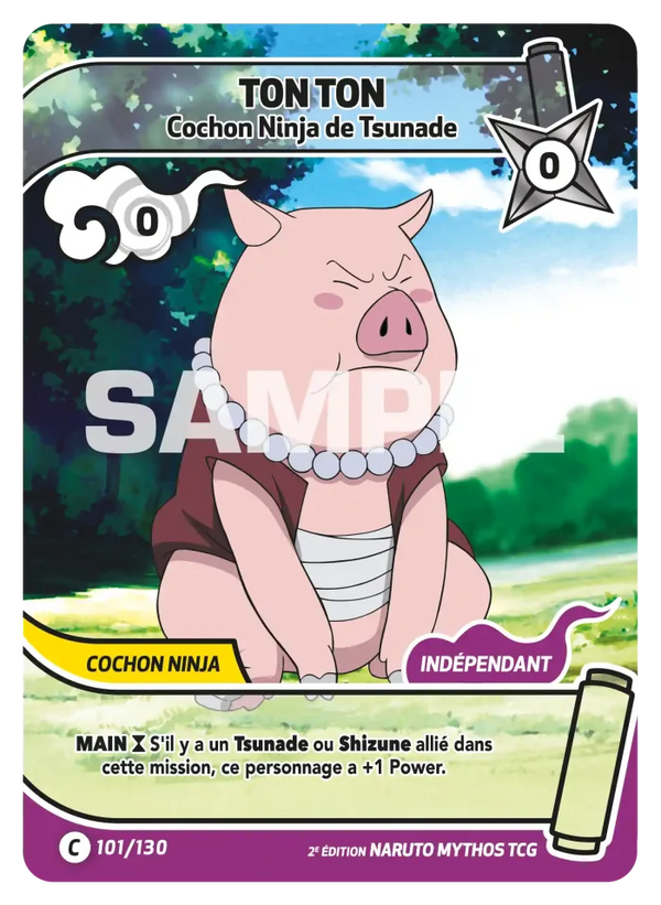 101/130 - Ton Ton - Cochon Ninja de Tsunade — Carte Naruto Mythos Konoha Shidō - Set 1 Éd.2 101/130