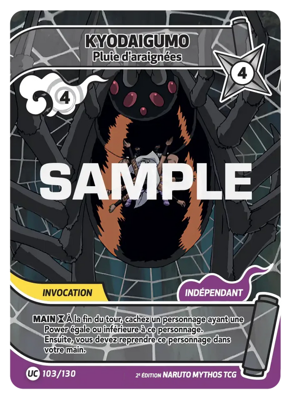 103/130 - Kyodaigumo - Pluie d'araignées — Carte Naruto Mythos Konoha Shidō - Set 1 Éd.2 103/130