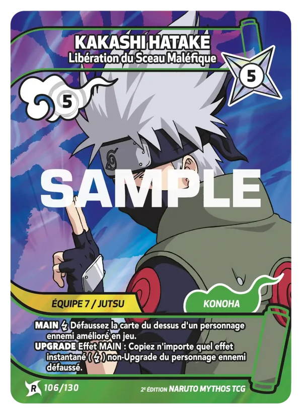 106/130 - Kakashi Hatake - Libération du Sceau Maléfique — Carte Naruto Mythos Konoha Shidō - Set 1 Éd.2 106/130