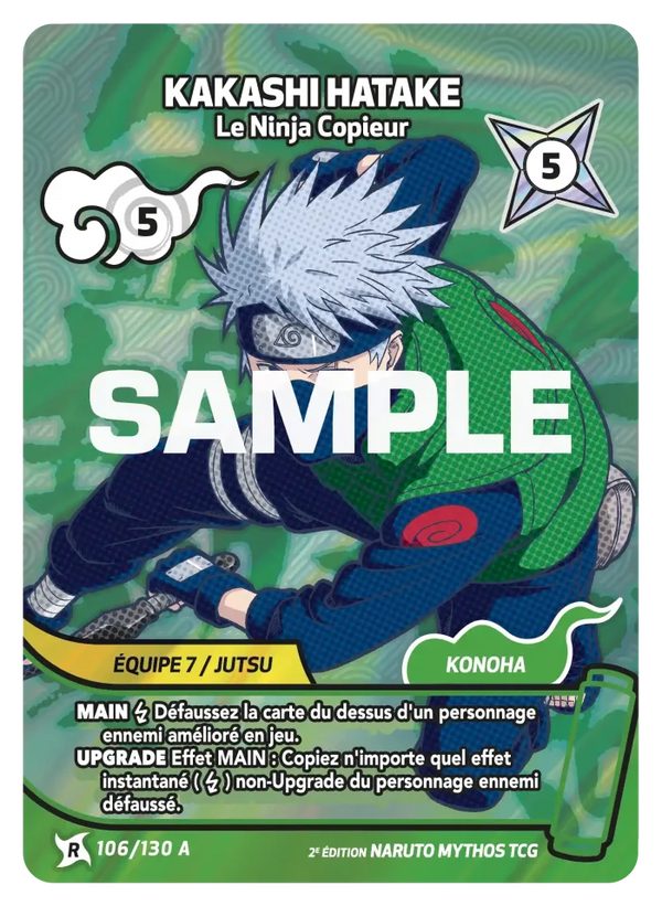 106/130 - Kakashi Hatake - Le Ninja Copieur — Carte Naruto Mythos Konoha Shidō - Set 1 Éd.2 106/130