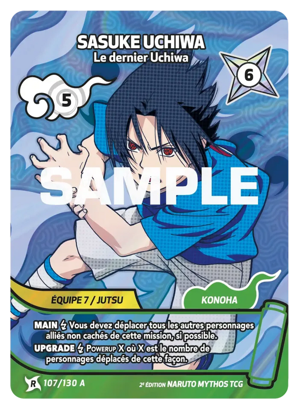 107/130 - Sasuke Uchiwa - Le dernier Uchiwa — Carte Naruto Mythos Konoha Shidō - Set 1 Éd.2 107/130