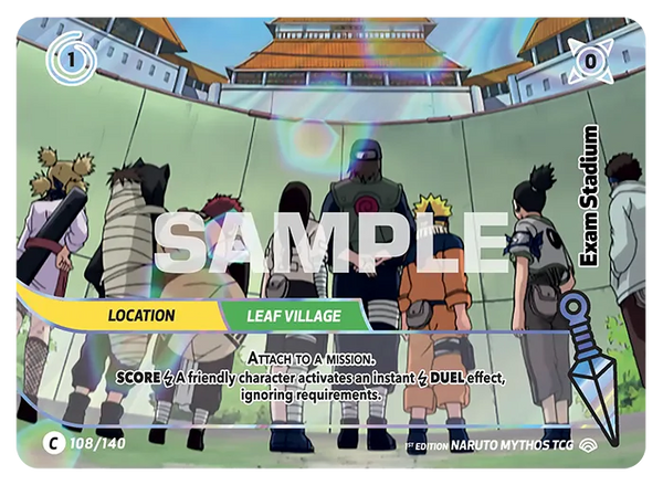 108/140 - Le Stade de l'Examen — Carte Naruto Mythos Shinobi Shiren - Set 2 Éd.1 108/140
