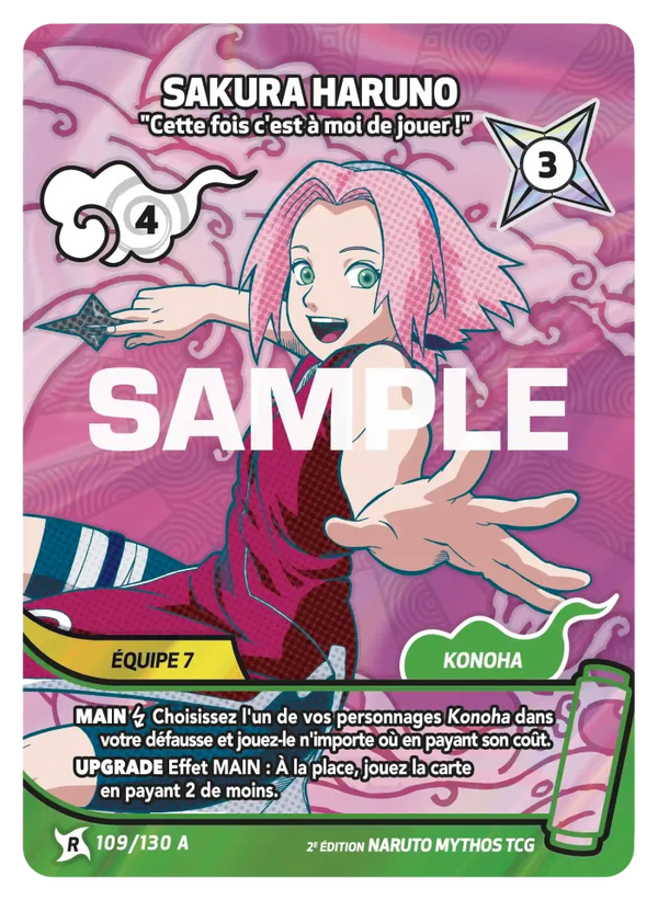 109/130 - Sakura Haruno - Cette fois c'est à moi de jouer ! — Carte Naruto Mythos Konoha Shidō - Set 1 Éd.2 109/130