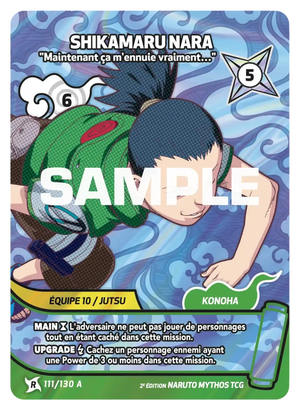 111/130 - Shikamaru Nara - Maintenant ça m'ennuie vraiment… — Carte Naruto Mythos Konoha Shidō - Set 1 Éd.2 111/130