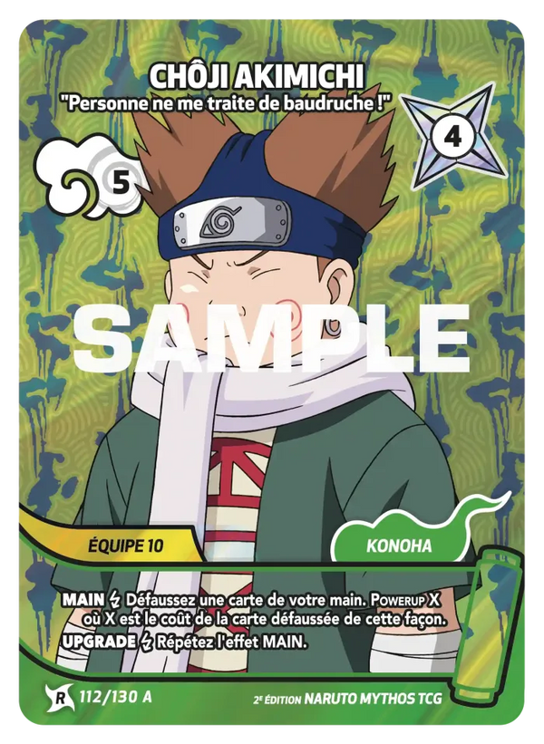 112/130 - Chôji Akimichi - Personne ne me traite de baudruche ! — Carte Naruto Mythos Konoha Shidō - Set 1 Éd.2 112/130