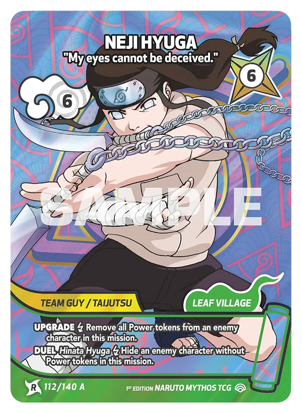 112/140 - Neji Hyûga - « Mes yeux ne peuvent être trompés. » — Carte Naruto Mythos Shinobi Shiren - Set 2 Éd.1 112/140