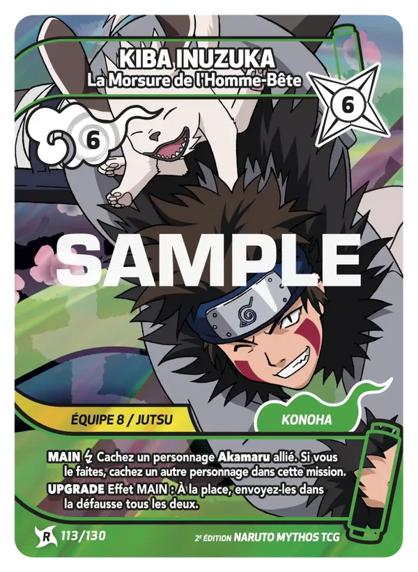 113/130 - Kiba Inuzuka - La Morsure de l'Homme-Bête — Carte Naruto Mythos Konoha Shidō - Set 1 Éd.2 113/130