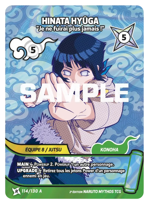 114/130 - Hinata Hyûga - Je ne fuirai plus jamais ! — Carte Naruto Mythos Konoha Shidō - Set 1 Éd.2 114/130