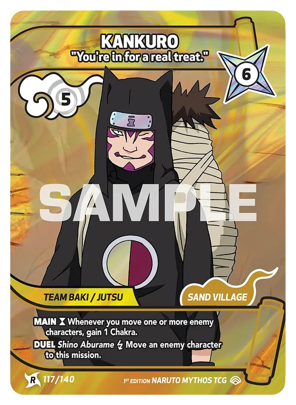 117/140 - Kankurô - « Tu vas être servi. » — Carte Naruto Mythos Shinobi Shiren - Set 2 Éd.1 117/140