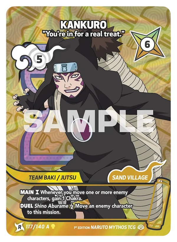 117/140 - Kankurô - « Tu vas être servi. » — Carte Naruto Mythos Shinobi Shiren - Set 2 Éd.1 117/140