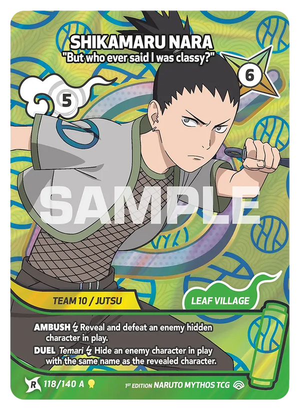 118/140 - Shikamaru Nara - « Mais qui a dit que j'avais de la classe ? » — Carte Naruto Mythos Shinobi Shiren - Set 2 Éd.1 118/140