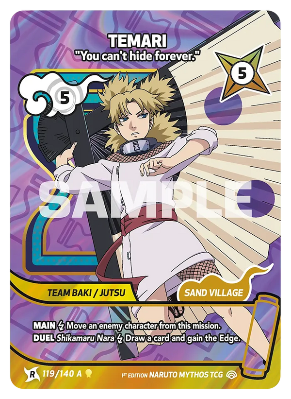 119/140 - Temari - « Tu ne peux pas te cacher éternellement. » — Carte Naruto Mythos Shinobi Shiren - Set 2 Éd.1 119/140