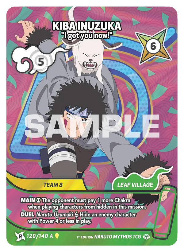 120/140 - Kiba Inuzuka - « Je te tiens ! » — Carte Naruto Mythos Shinobi Shiren - Set 2 Éd.1 120/140