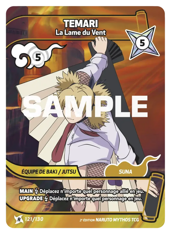121/130 - Temari - La Lame du Vent — Carte Naruto Mythos Konoha Shidō - Set 1 Éd.2 121/130
