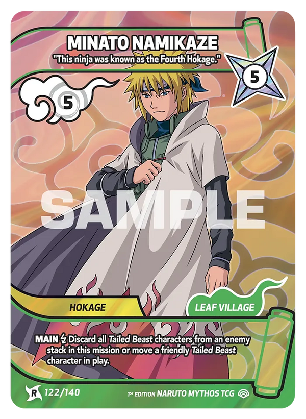 122/140 - Minato Namikaze - « Ce ninja était connu comme le Quatrième Hokage. » — Carte Naruto Mythos Shinobi Shiren - Set 2 Éd.1 122/140